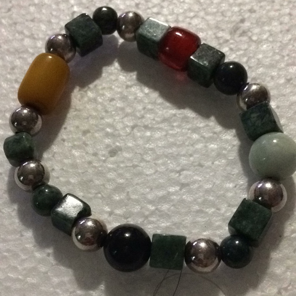 Vintage multi stones and silver bracelet